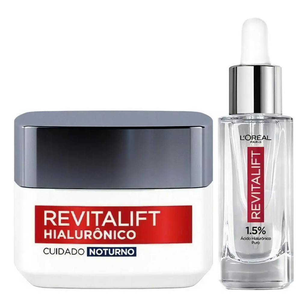 Kit L'Oréal Paris Revitalift Hialurônico — Sérum Preenchedor 30ml + Creme Noturno 49g