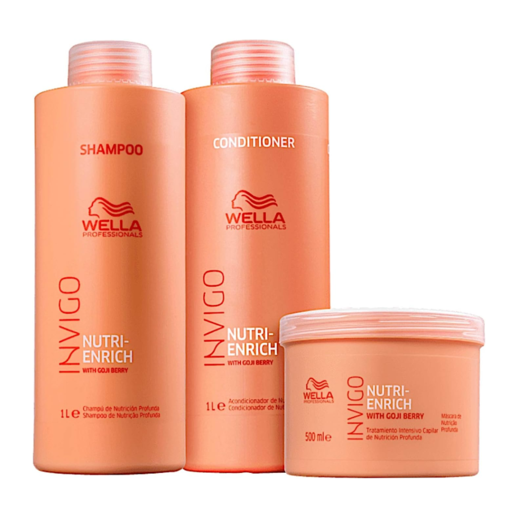 Kit Wella Professionals Invigo Nutri-Enrich Salon Trio — Shampoo 1L + Condicionador 1L + Máscara 500g