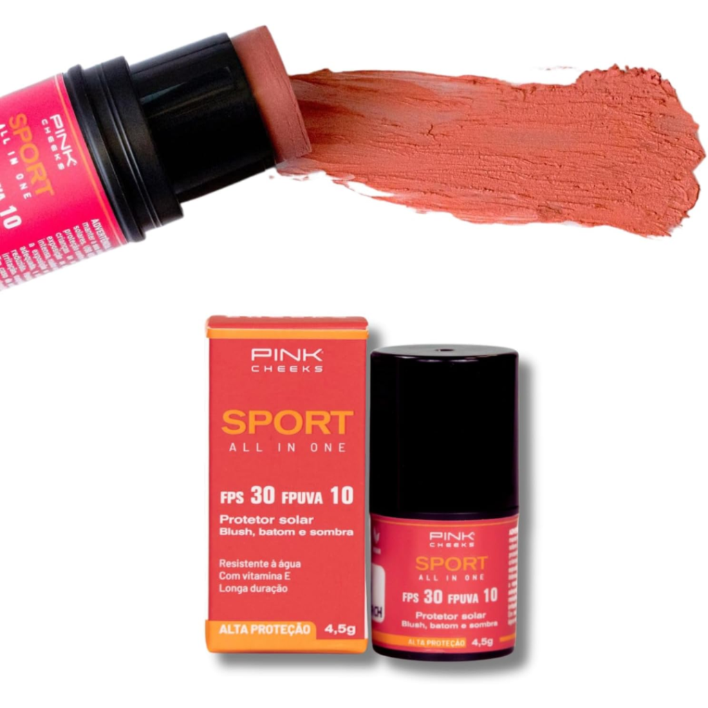 Pink Cheeks Blush em Bastão 3 em 1 com FPS 30 — Soft Peach 4,5g
